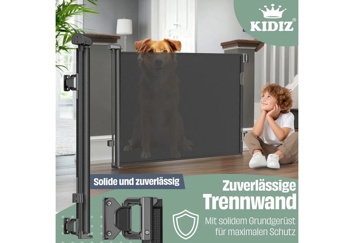 KIDIZ Türschutzgitter ausziehbar bis 180cm Schwarz - Bild 4
