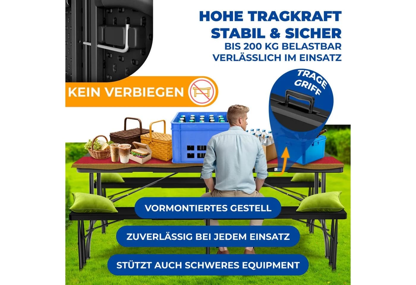 KESSER Klapptisch Buffet Schwarz Kunststoff Stahl - Bild 5