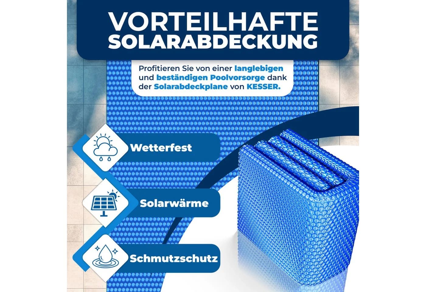 KESSER Solarabdeckplane Pool Solarfolie 400 µm blau - Bild 4