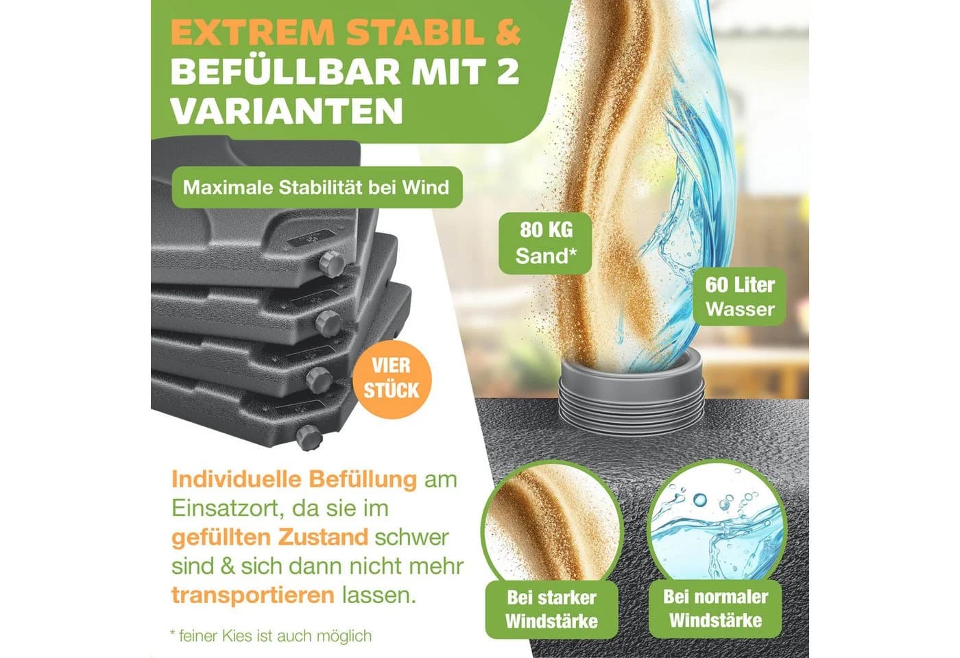 KESSER Kunststoffschirmständer 4-teilig Schirmgewicht - Bild 3