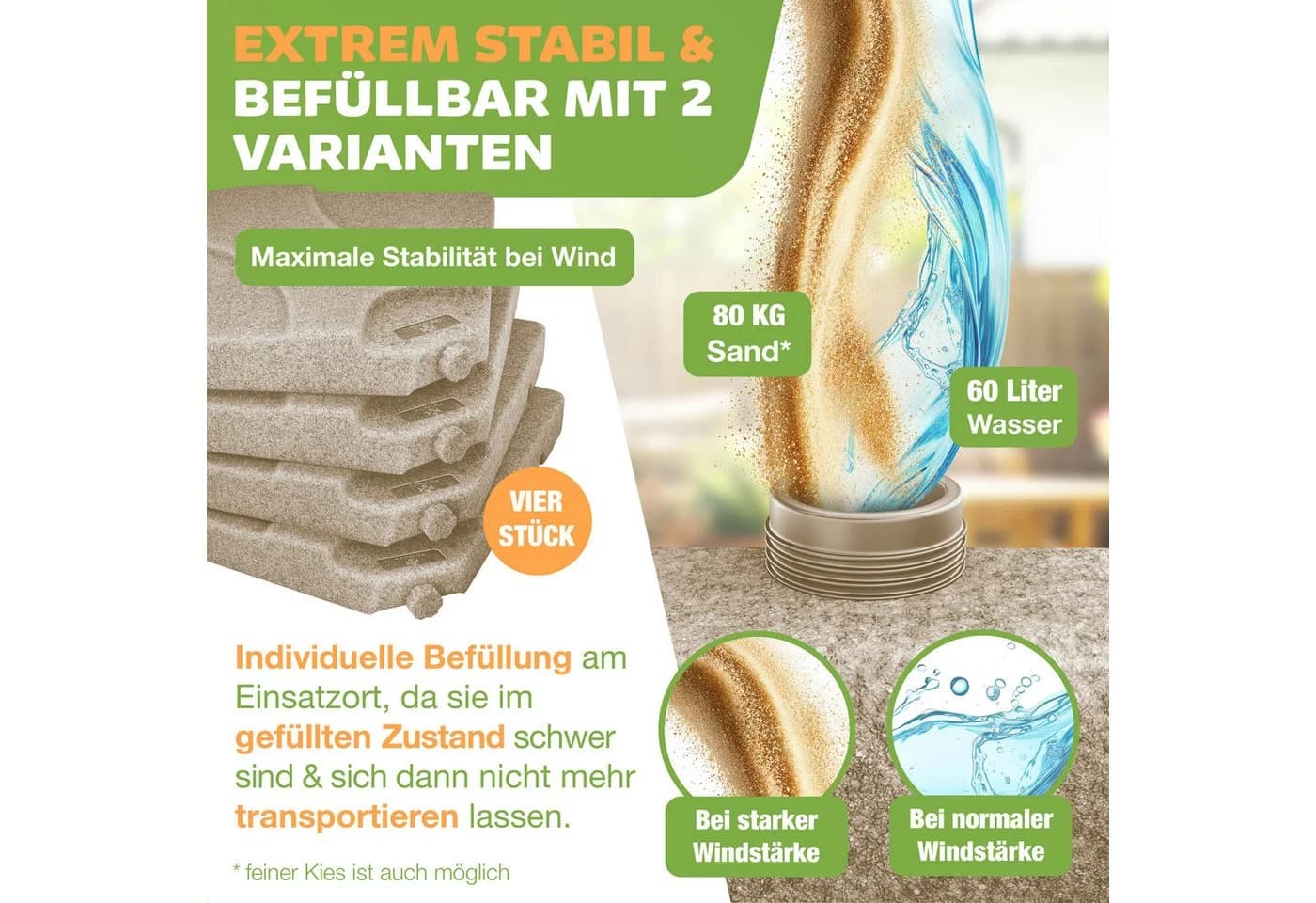 KESSER Kunststoffschirmständer 4-teilig Beige UV-beständig - Bild 3