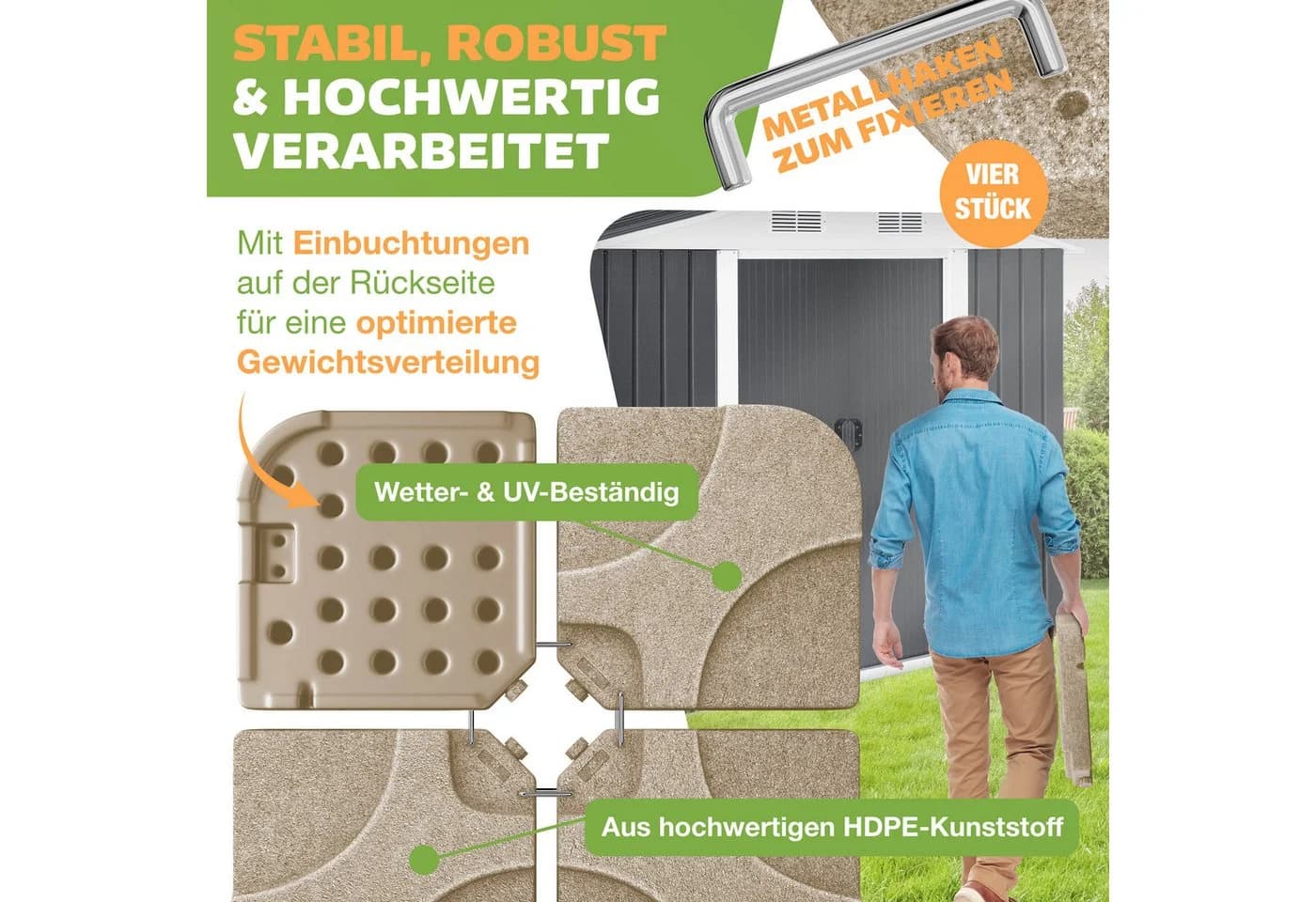 KESSER Kunststoffschirmständer 4-teilig Beige UV-beständig - Bild 5