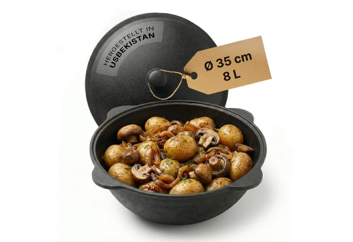 BIG-PAN Gusseisen Kazan 8L mit Deckel Feuertopf - Bild 2