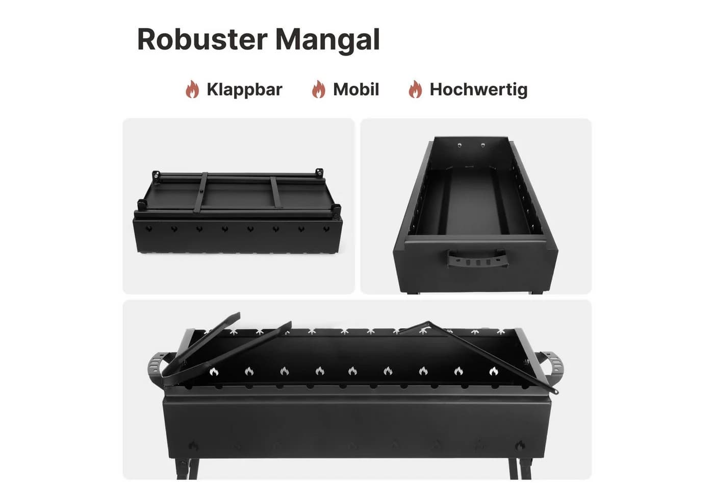 BIG-PAN Mangal Holzkohlegrill Klappbar für 12 Spieße - Bild 5