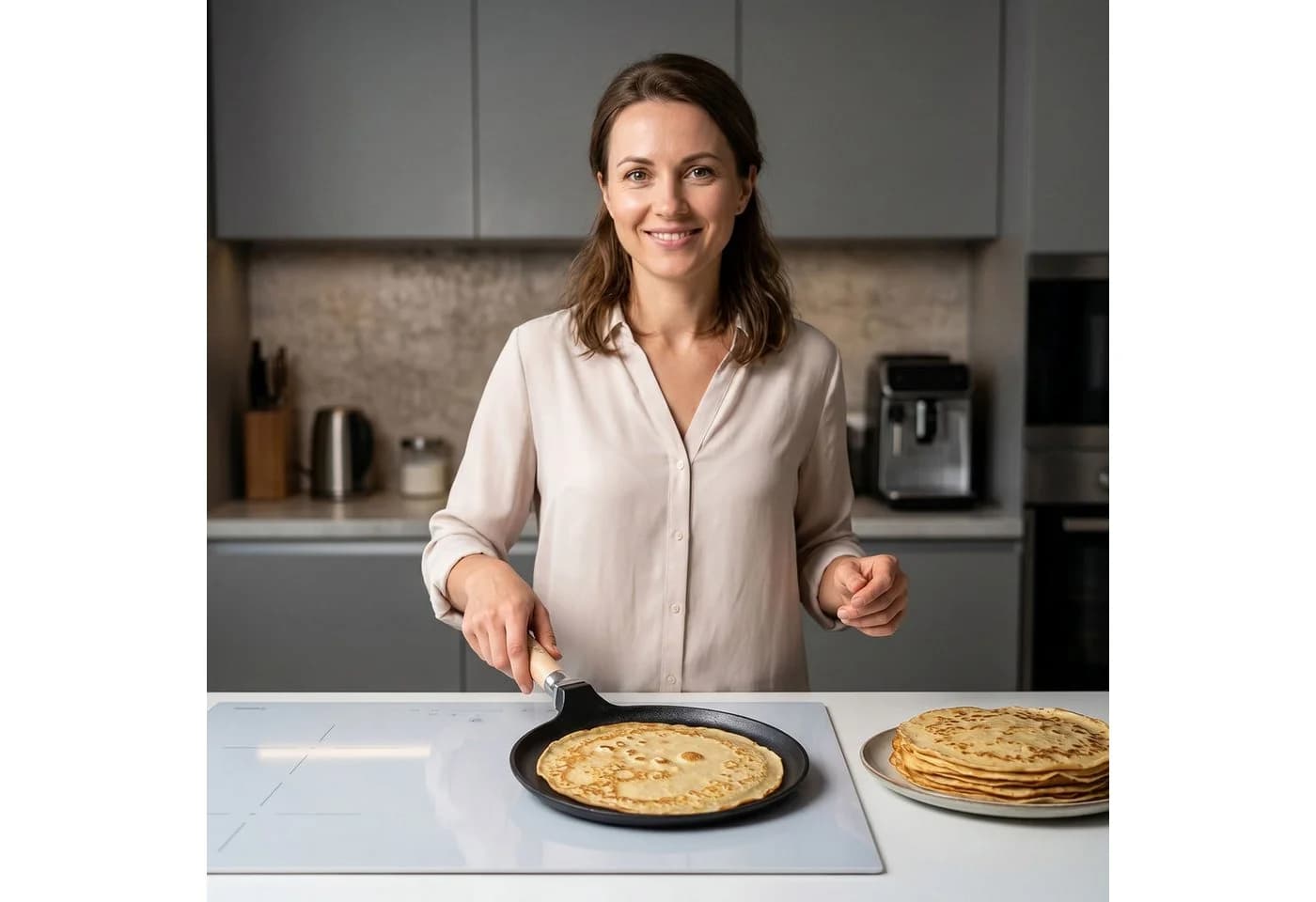 BIG-PAN Crêpepfanne Gusseisen 24 cm abnehmbarer Griff - Bild 5
