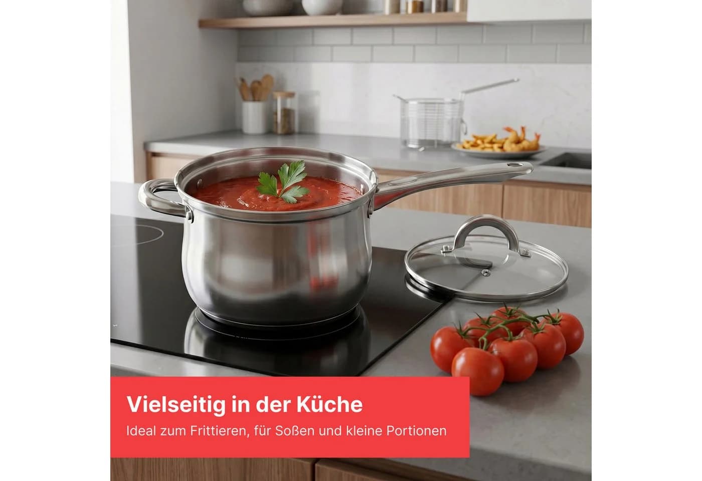 BIG-PAN Frittiertopf 3,5L Edelstahl mit Korb & Deckel - Bild 3