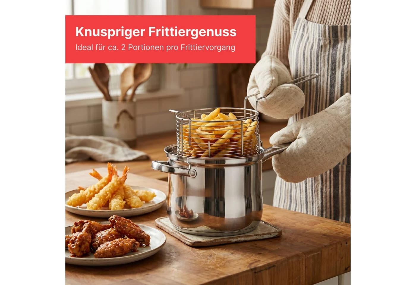 BIG-PAN Frittiertopf 3,5L Edelstahl mit Korb & Deckel - Bild 4