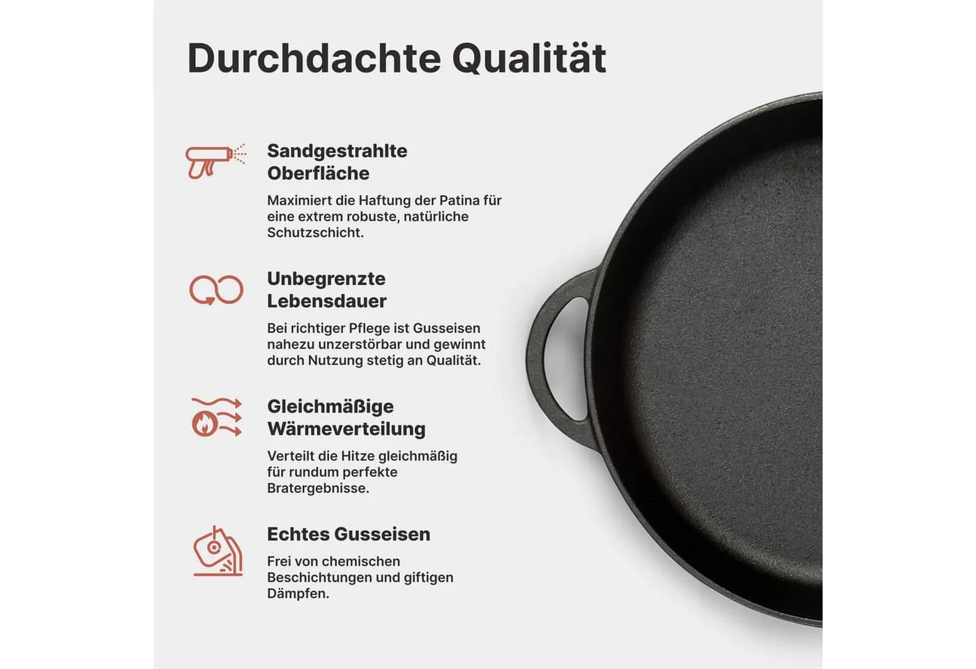 BIG-PAN Schmorpfanne Gusseisen 26 cm mit abnehmbarem Holzgriff - Bild 4