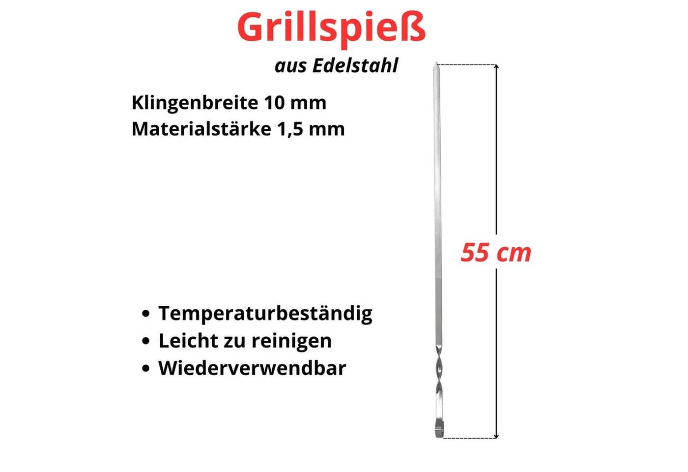 BIG-PAN Grillbesteck-Set 12-teilig Edelstahl Grillspieße
