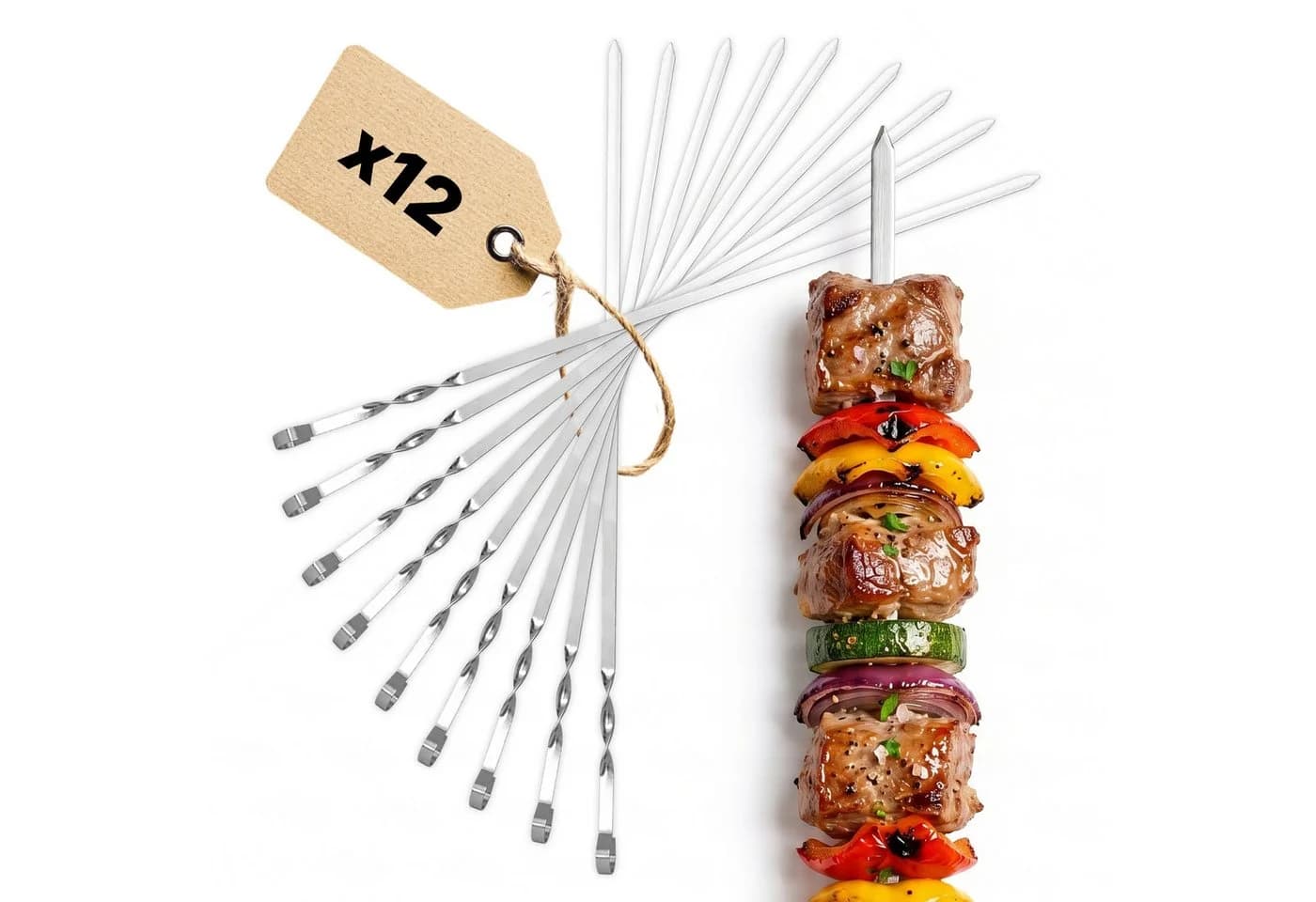 BIG-PAN Grillbesteck-Set 12-teilig Edelstahl Grillspieße - Bild 2