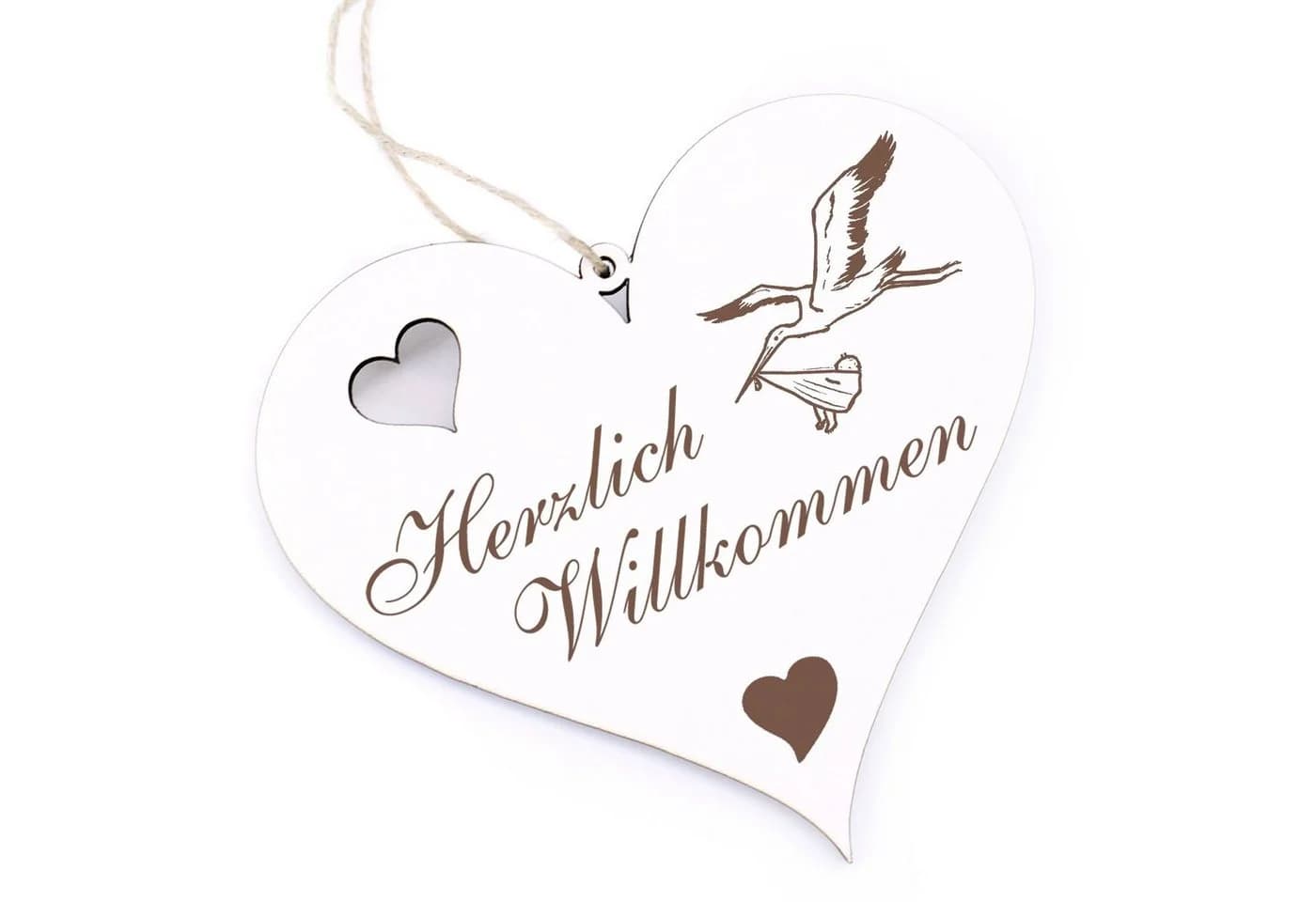 Dekolando Hängedekoration Herzlich Willkommen Storch mit Baby - Bild 2