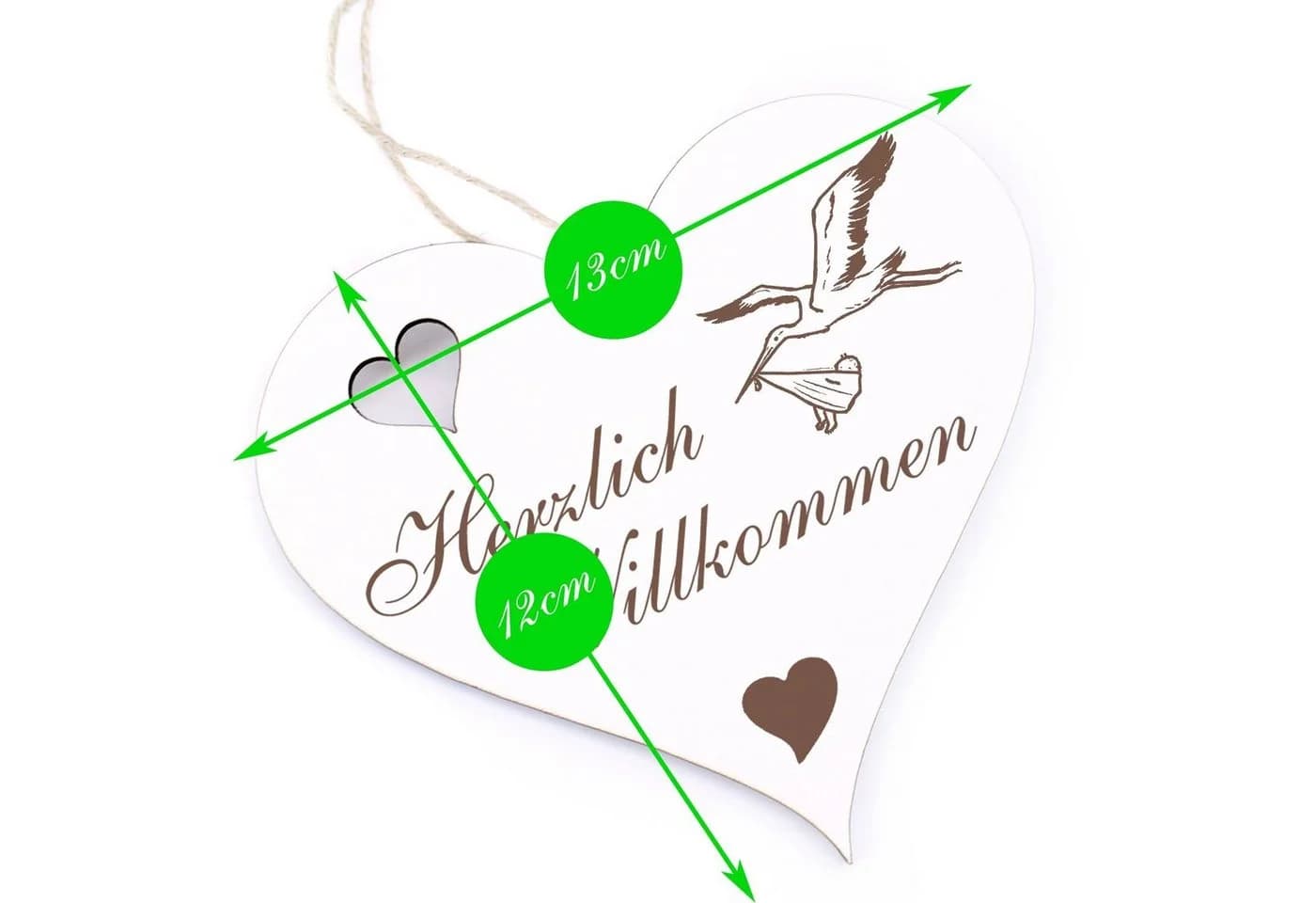 Dekolando Hängedekoration Herzlich Willkommen Storch mit Baby - Bild 3