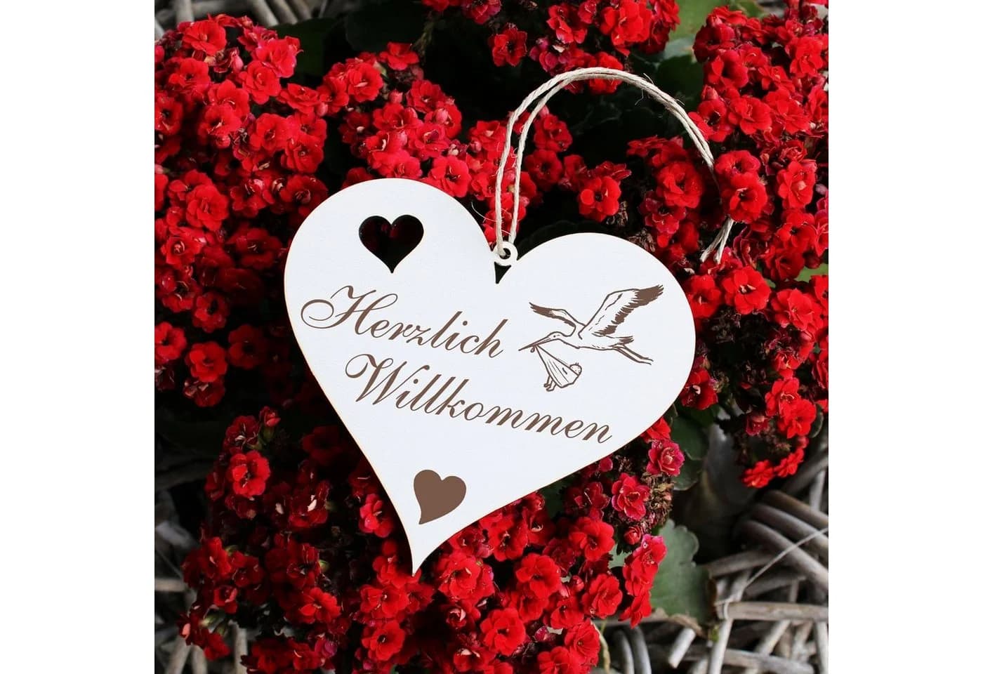 Dekolando Hängedekoration Herzlich Willkommen Storch mit Baby - Bild 4