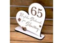 Dekolando Deko-Schriftzug 65 Jahre Herz Aufsteller 15x15 cm Weiß Bild 1