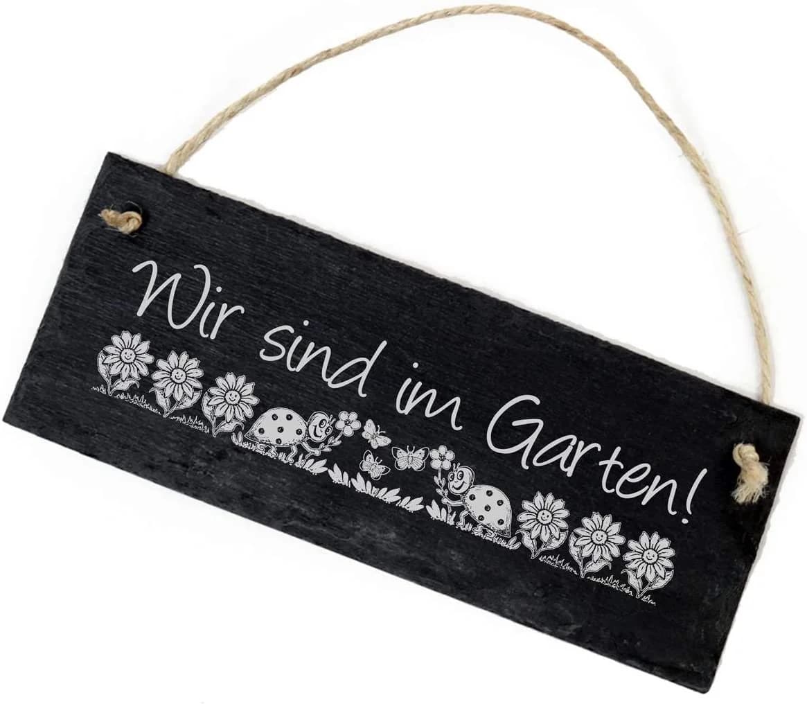 Dekolando Schiefer Hängedekoration „Wir sind im Garten“ Grau - Bild 2