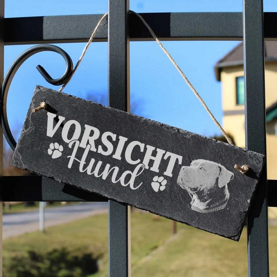 Dekolando Hängedekoration Vorsicht Hund American Bully Schiefer - Bild 4