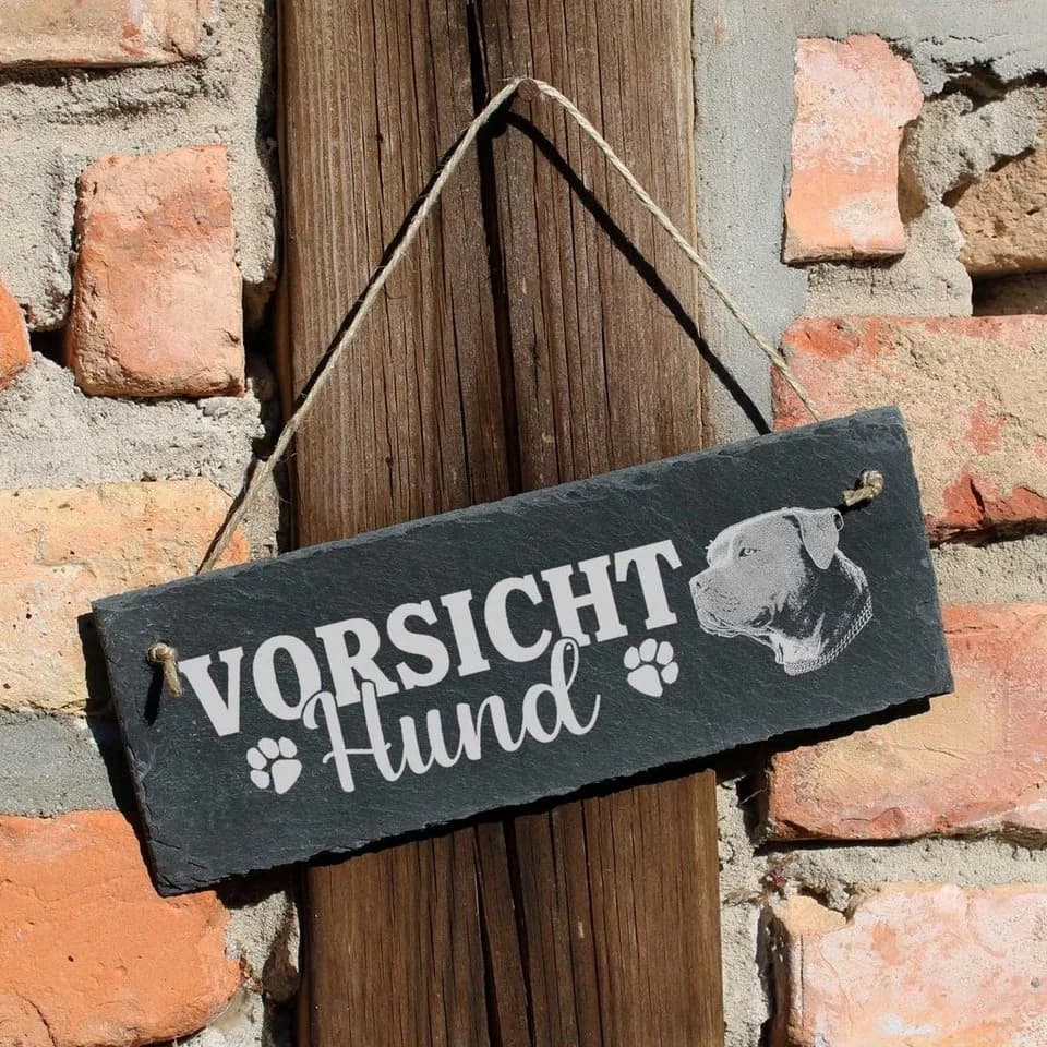 Dekolando Hängedekoration Vorsicht Hund American Bully Schiefer - Bild 5