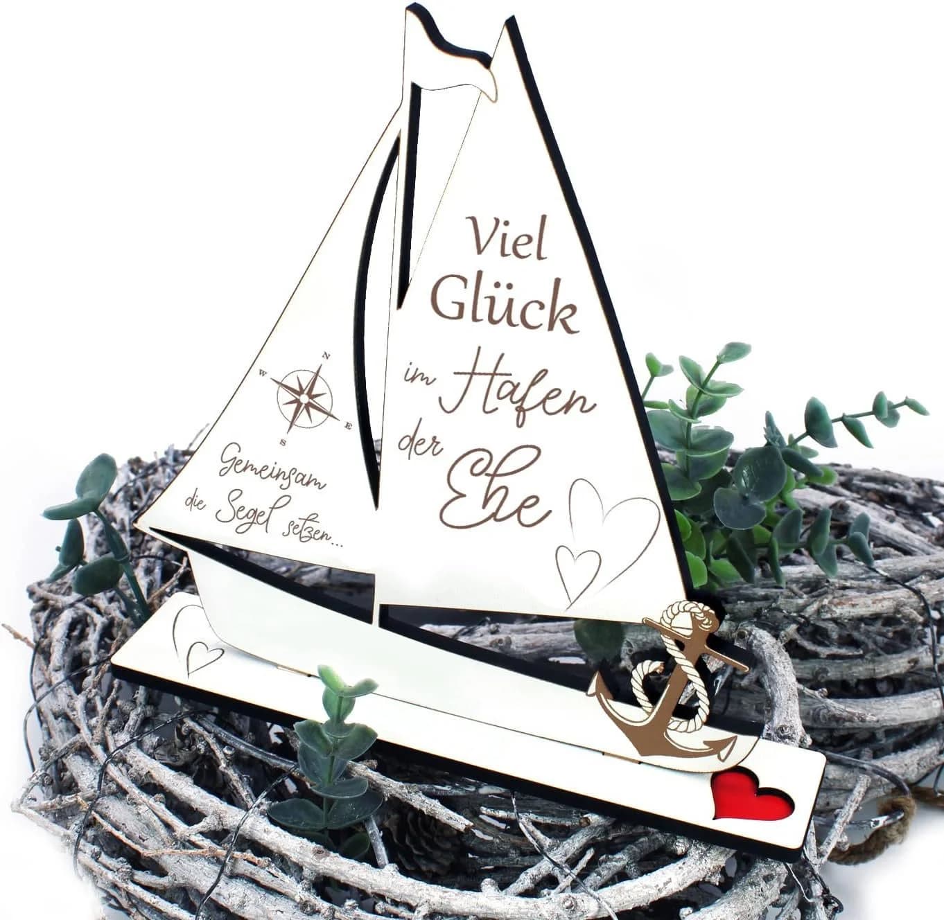 Dekolando Hochzeitsgeschenk Schiff Weiß HDF Geldgeschenk