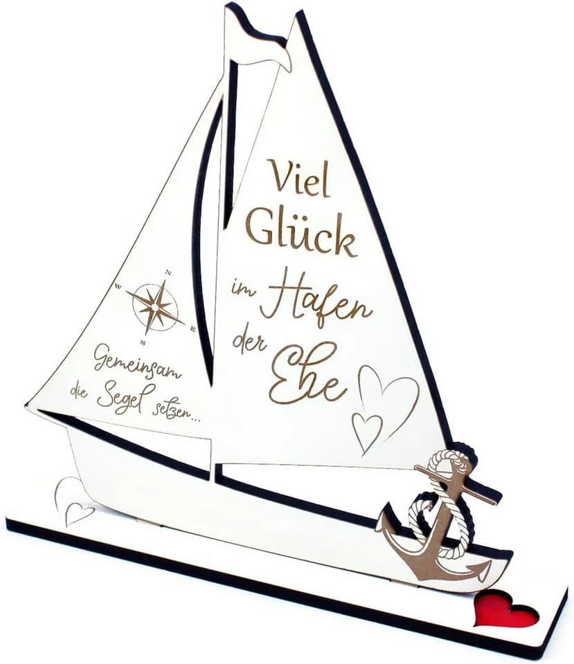 Dekolando Hochzeitsgeschenk Schiff Weiß HDF Geldgeschenk - Bild 2