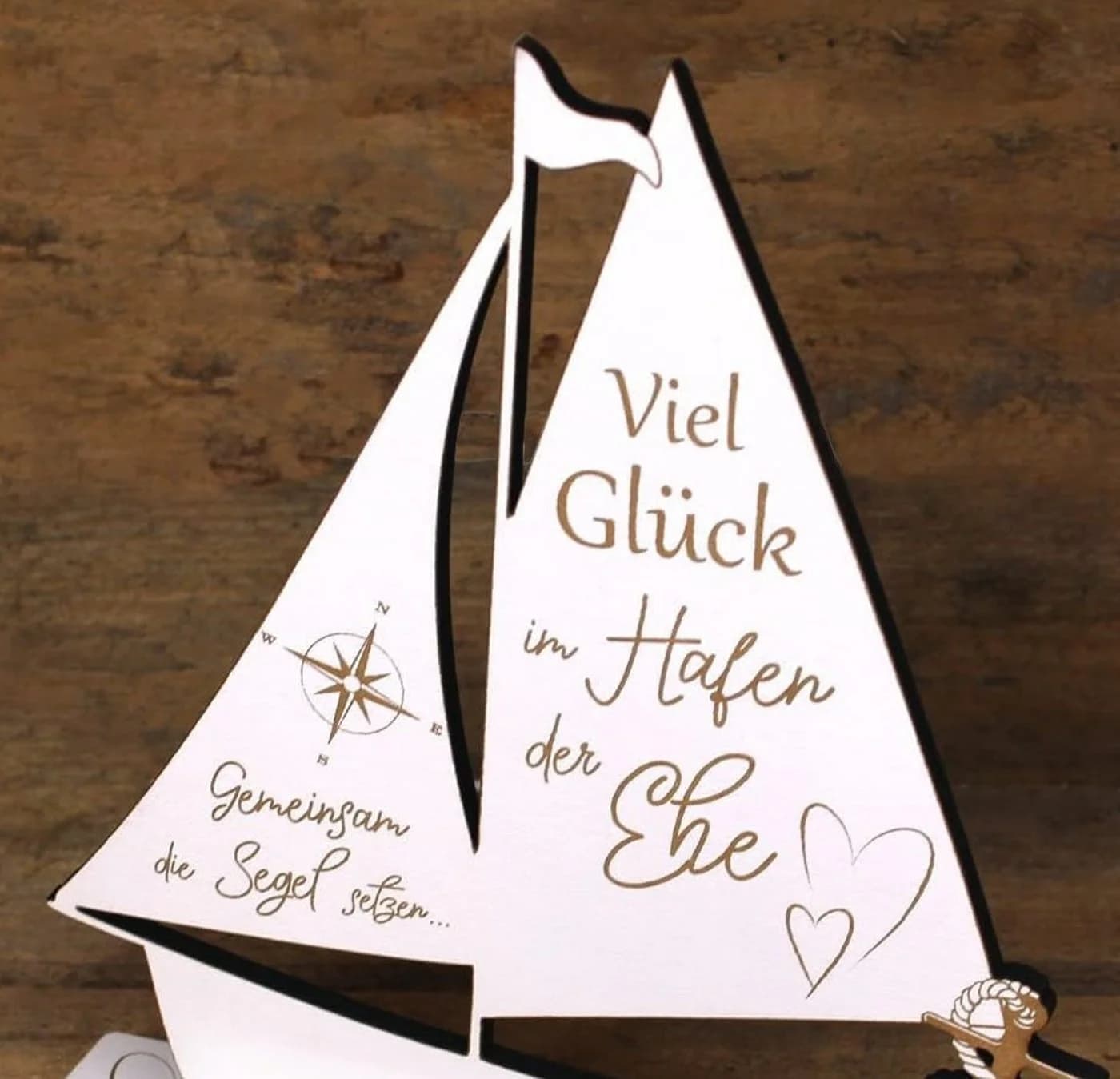 Dekolando Hochzeitsgeschenk Schiff Weiß HDF Geldgeschenk - Bild 5