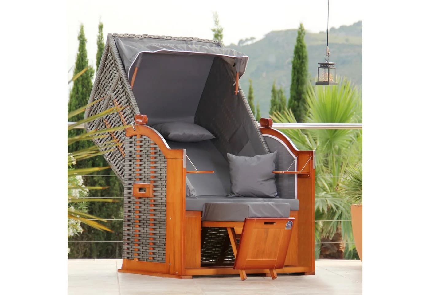 DERKORB Strandkorb Der Klassiker 1-Sitzer Anthrazit Polyrattan
