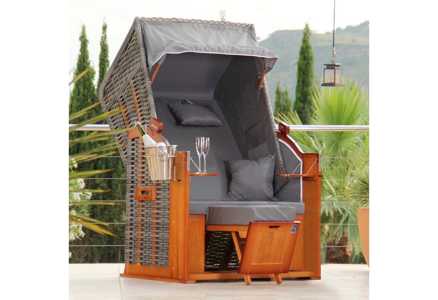 DERKORB Strandkorb Der Klassiker 1-Sitzer Anthrazit Polyrattan - Bild 2