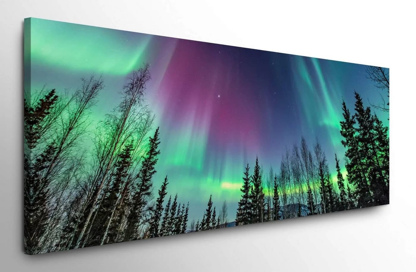 Polarlichter XXL Leinwandbild mit Holzrahmen