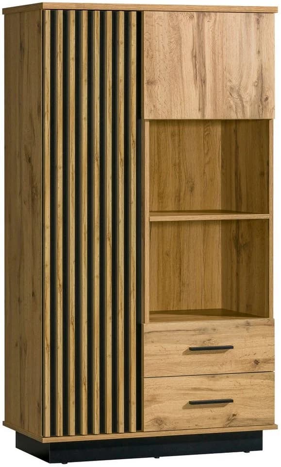 möbel-direkt.de Büromöbel-Set Lamelo in Eiche Wotan und Schwarz matt, 6-tlg. - Bild 3