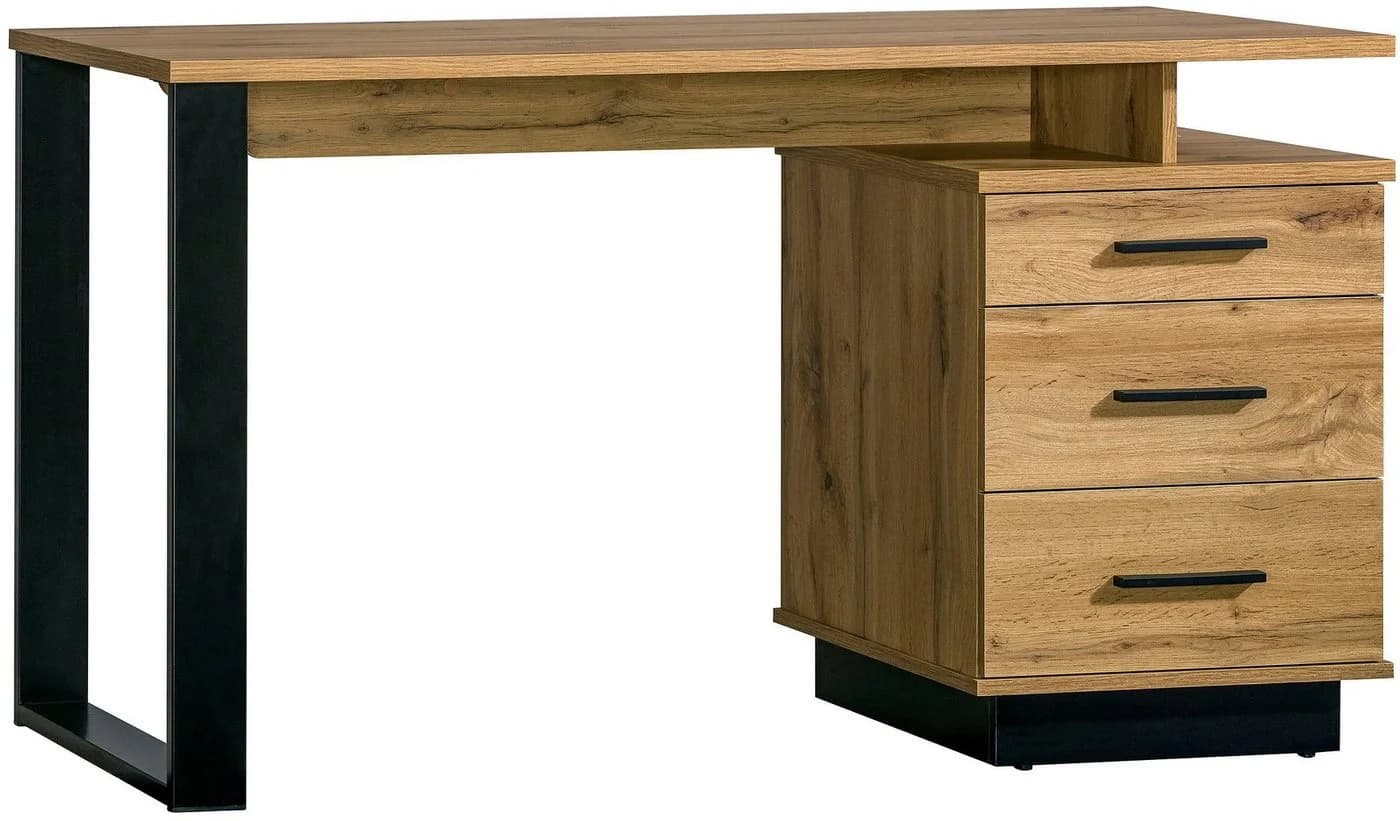möbel-direkt.de Büromöbel-Set Lamelo in Eiche Wotan und Schwarz matt, 6-tlg. - Bild 4