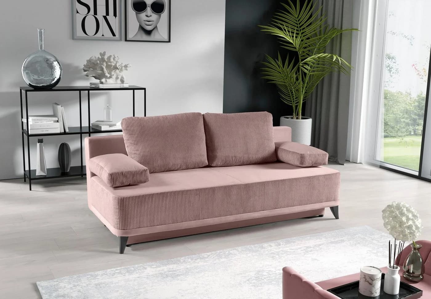 WERK2 Schlafsofa Rosso Rosé mit Schlaffunktion und Bettkasten - Bild 2
