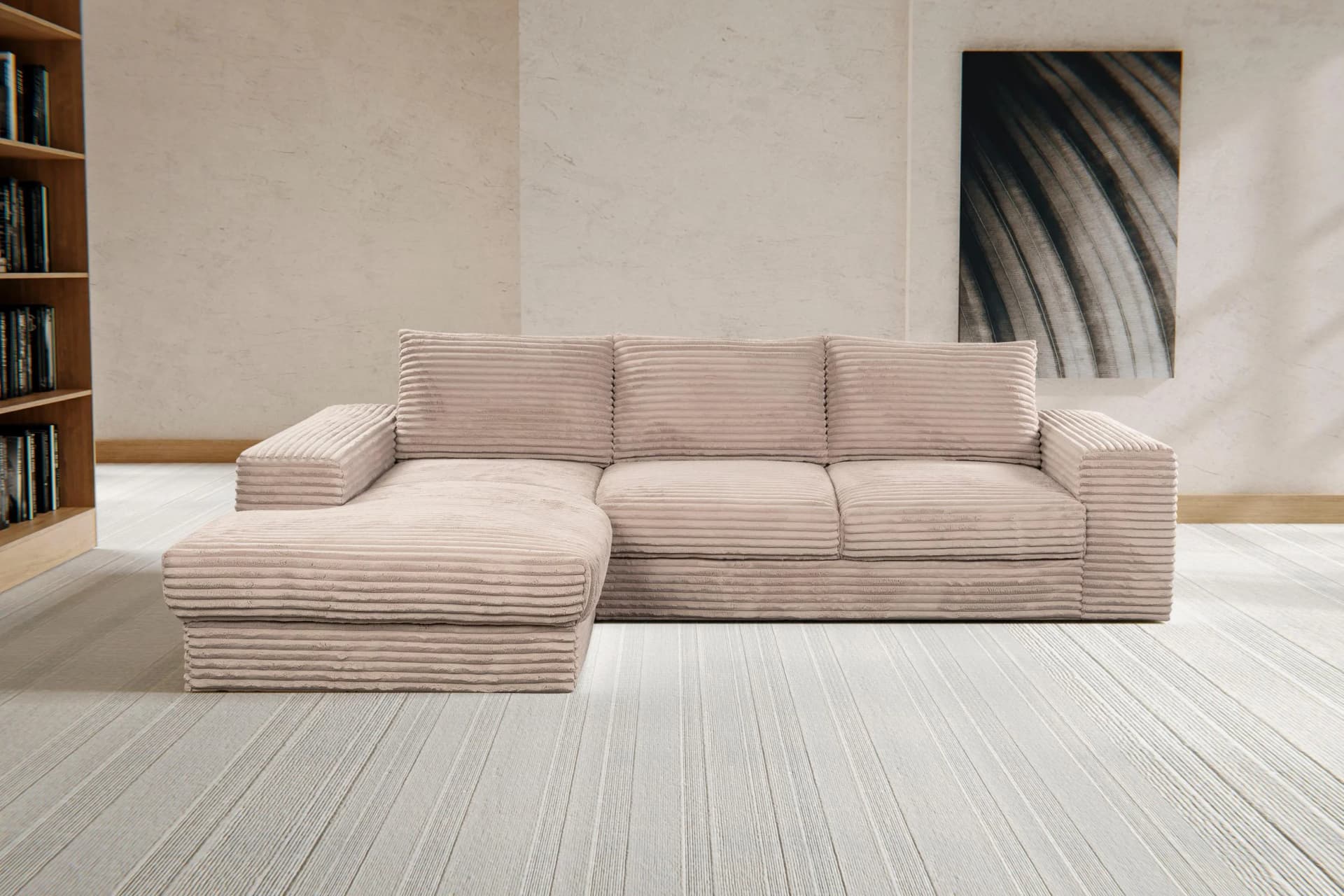 WERK2 Ecksofa Rozzana Design L-Form Beige 100% PES
