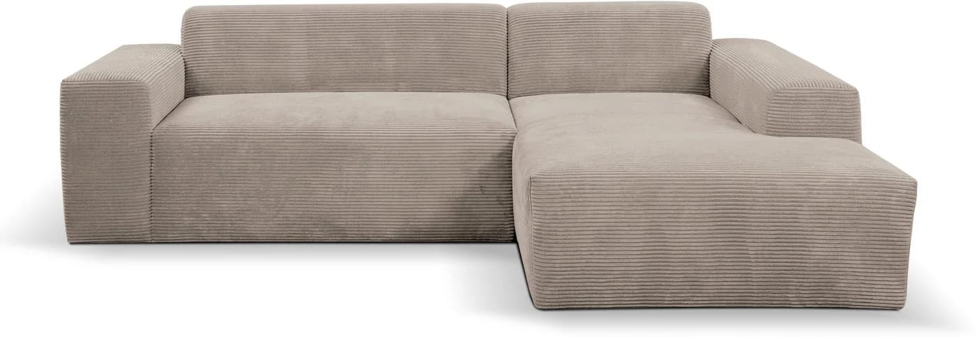 Ecksofa WERK2 Zeus-L Hellgrau/Beige mit Ottomane