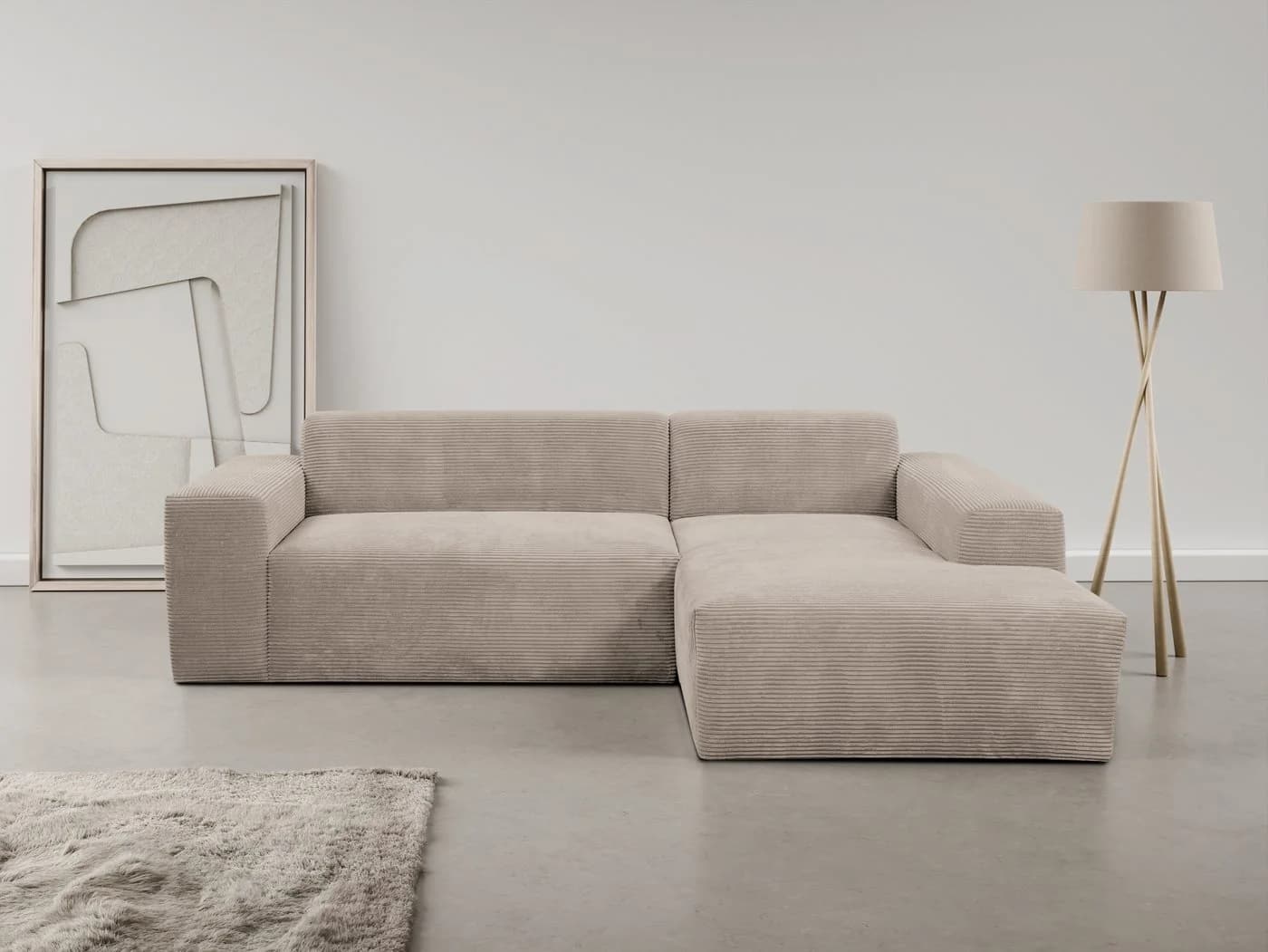Ecksofa WERK2 Zeus-L Hellgrau/Beige mit Ottomane - Bild 2