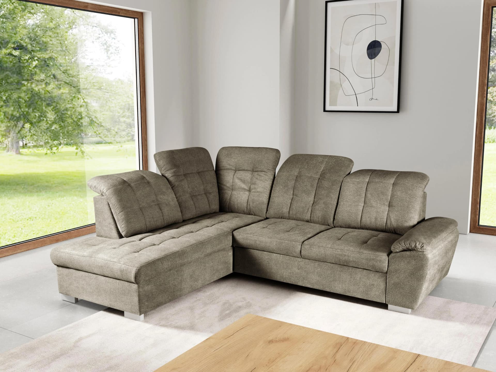 Ecksofa Brindisi L-Form Beige mit Bettfunktion