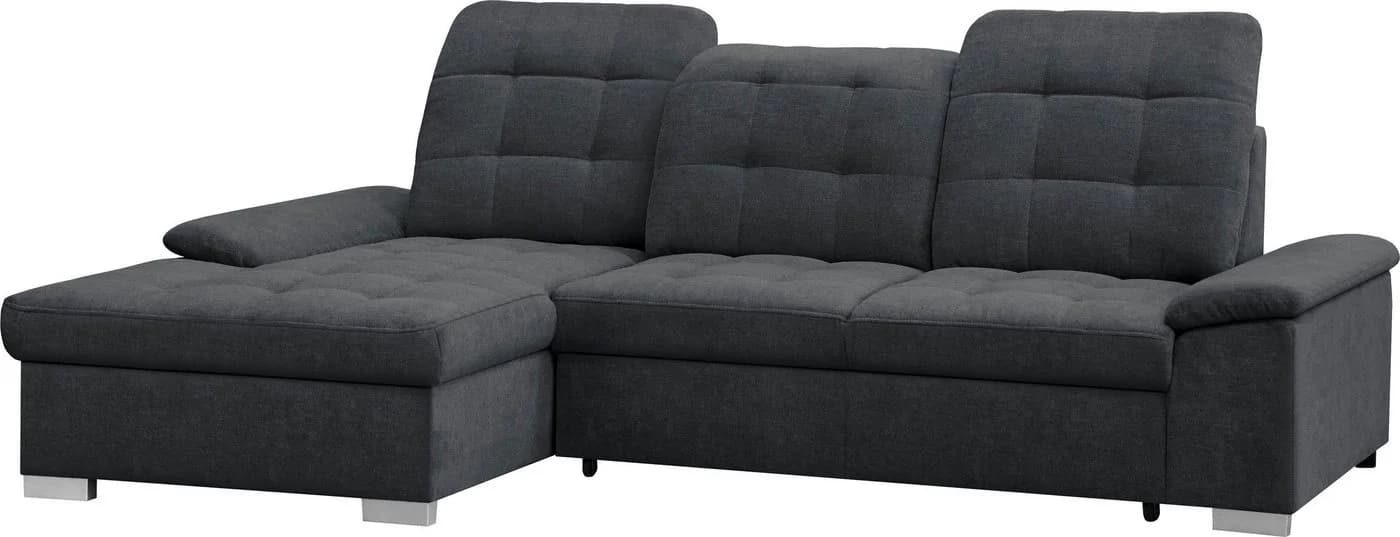 Ecksofa WERK2 Carmen Anthrazit mit Bettfunktion & Sitztiefenverstellung
