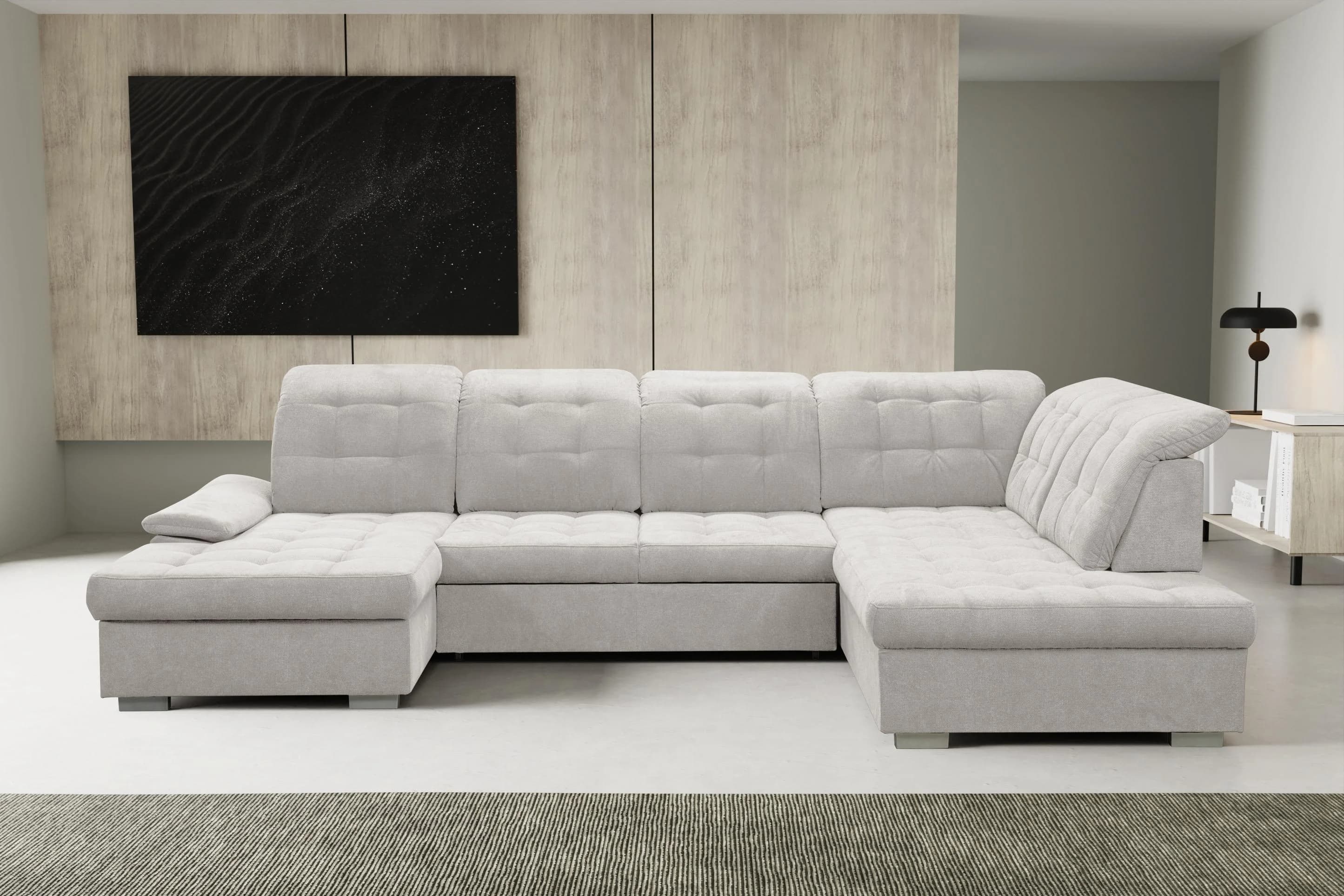 WERK2 Kordula-New Wohnlandschaft U-Form mit Schlaffunktion Creme