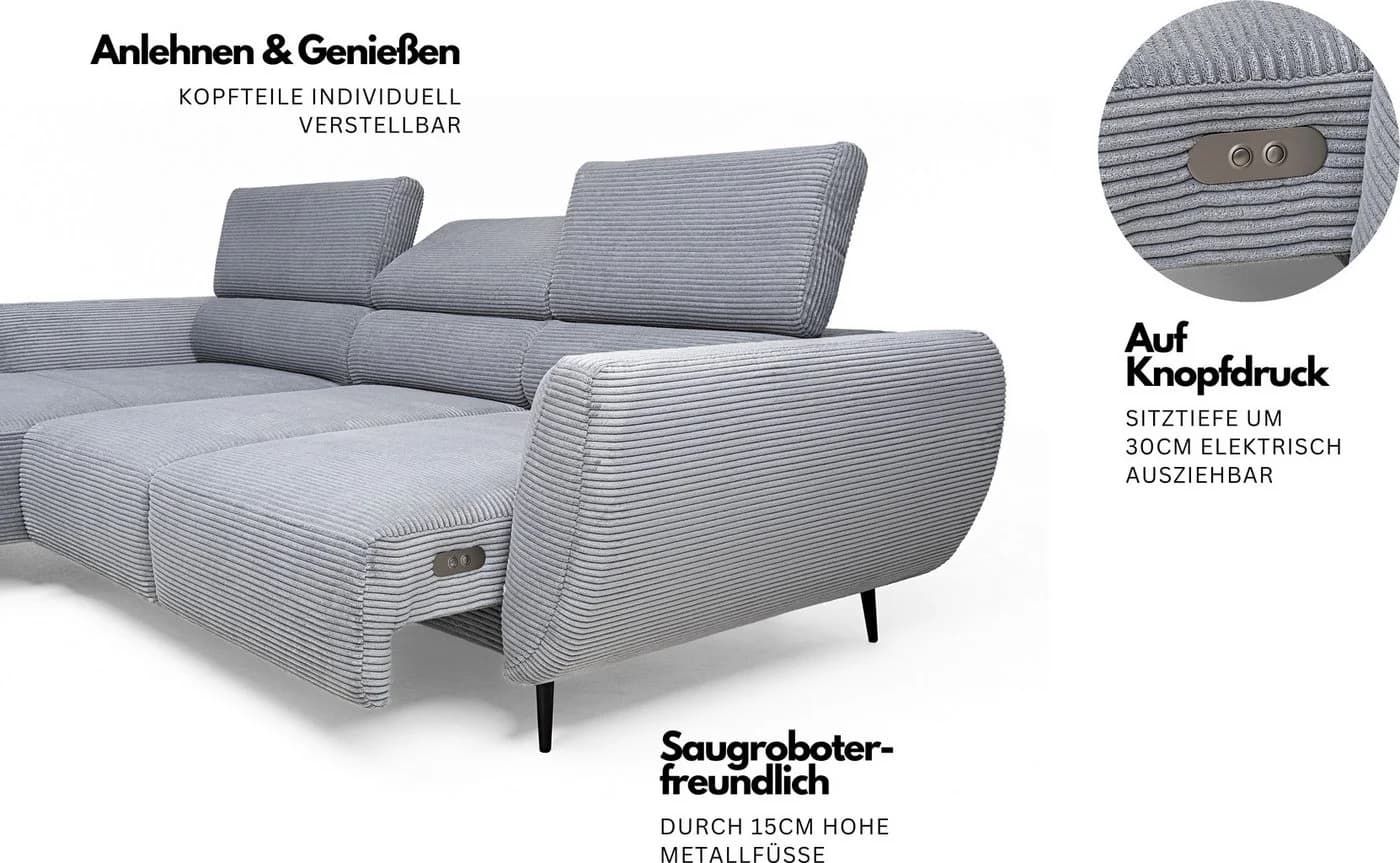Ecksofa WERK2 "Alisson" mit elektrischer Sitztiefenverstellung, L-Form, 277 cm, Baur Versand - Bild 3