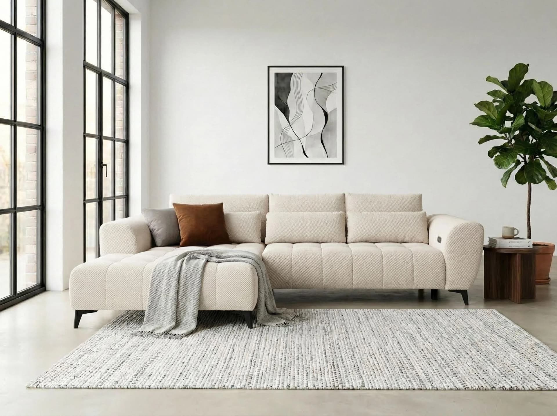 WERK2 Ecksofa Garay XXL-Liegefläche Elektrisch Ausziehbar