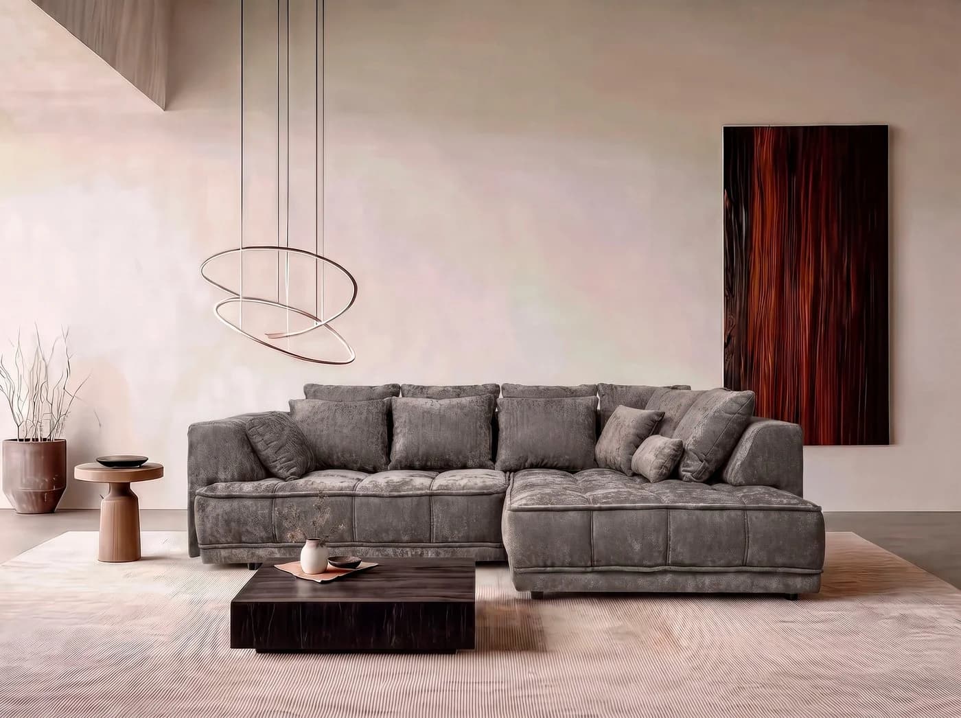 Ecksofa WERK2 Tiga Komfortsofa mit elektrischer Auszugsfunktion, grau - Bild 2