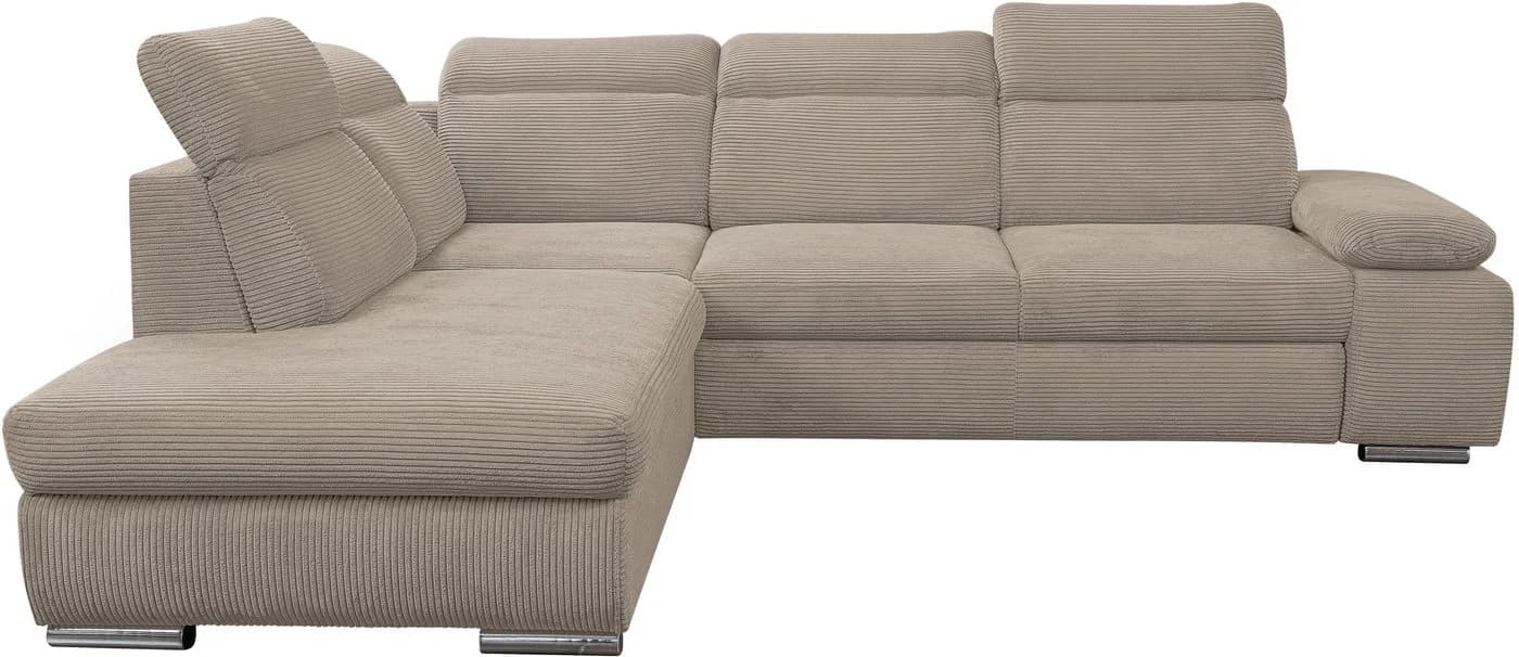 Ecksofa WERK2 Alicante Cord Beige mit Bettkasten