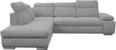 Ecksofa WERK2 Alicante Cord Grau mit Bettkasten & verstellbaren Kopfstützen Bild 1