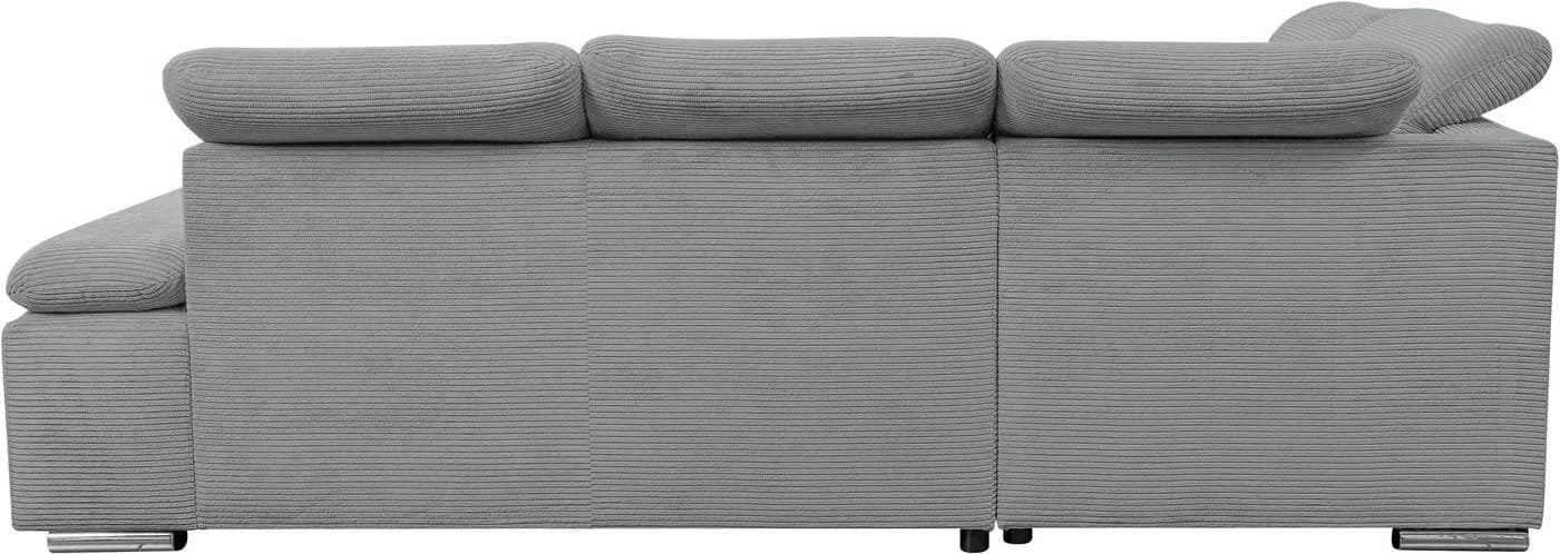 Ecksofa WERK2 Alicante Cord Grau mit Bettkasten & verstellbaren Kopfstützen - Bild 5