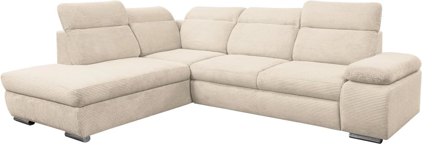 Ecksofa WERK2 Alicante Cord Bettfunktion Bettkasten 280cm L-Form Natur - Bild 4