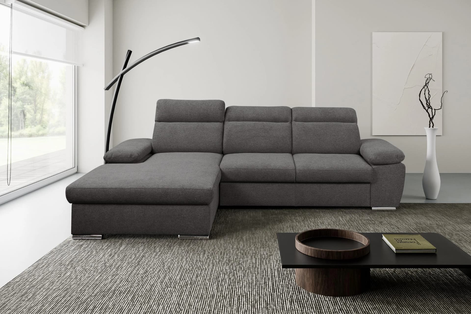 WERK2 Palma Ecksofa mit Bettkasten, Grau, L-Form