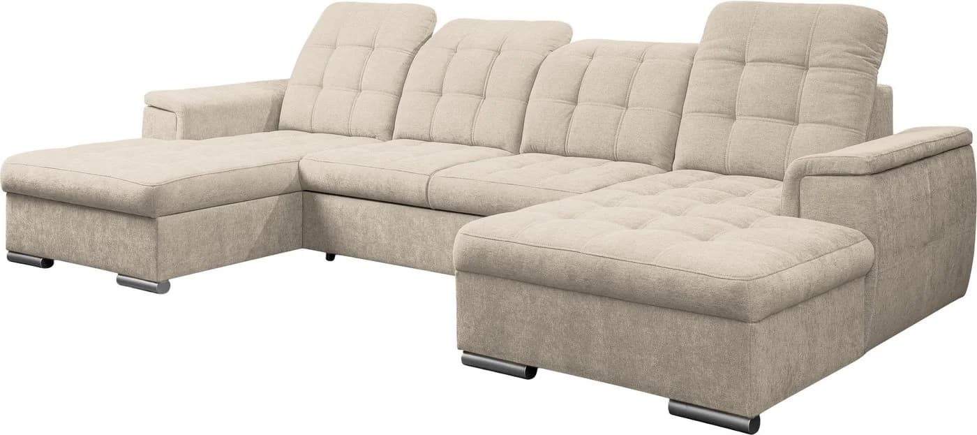 Wohnlandschaft WERK2 Napoli Beige mit verstellbaren Kopfteilen und Schlaffunktion - Bild 4
