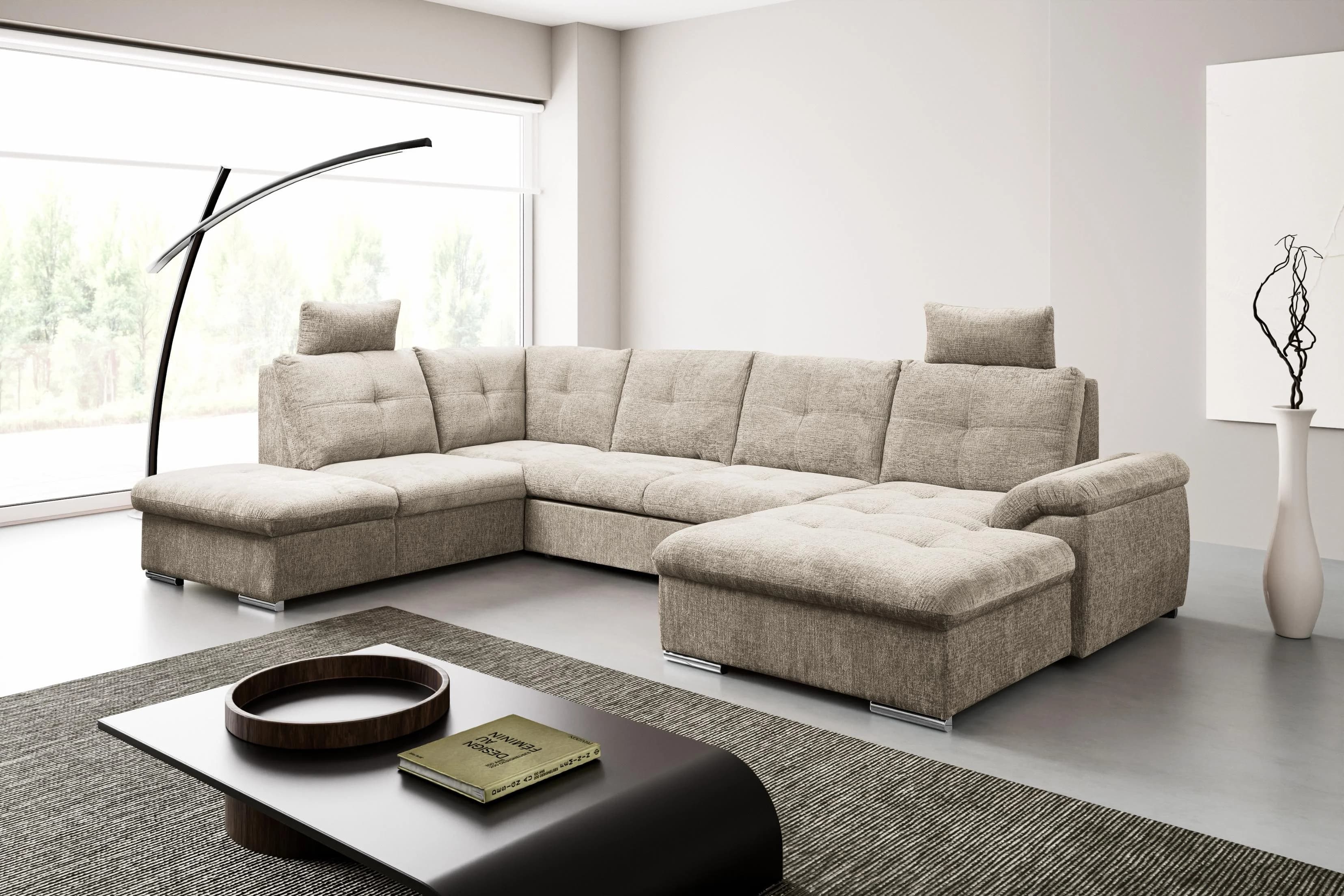 Wohnlandschaft WERK2 Arena Beige Sofa mit Schlaffunktion und Bettkasten