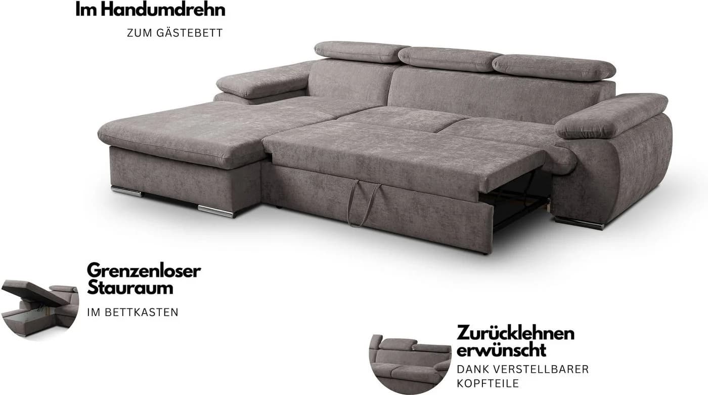 WERK2 Ecksofa Cosmo Taupe mit Schlaffunktion - Bild 3