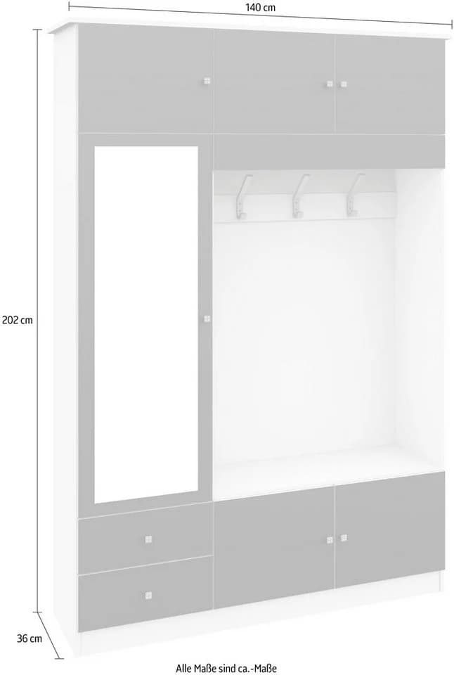 BORCHARDT MÖBEL Garderobenschrank Kompakta Schwarz Weiß Hochglanz - Bild 5
