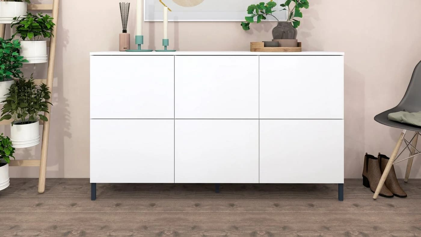 Borchardt Möbel Kommode Haama Weiß Matt 6-Türig Modern