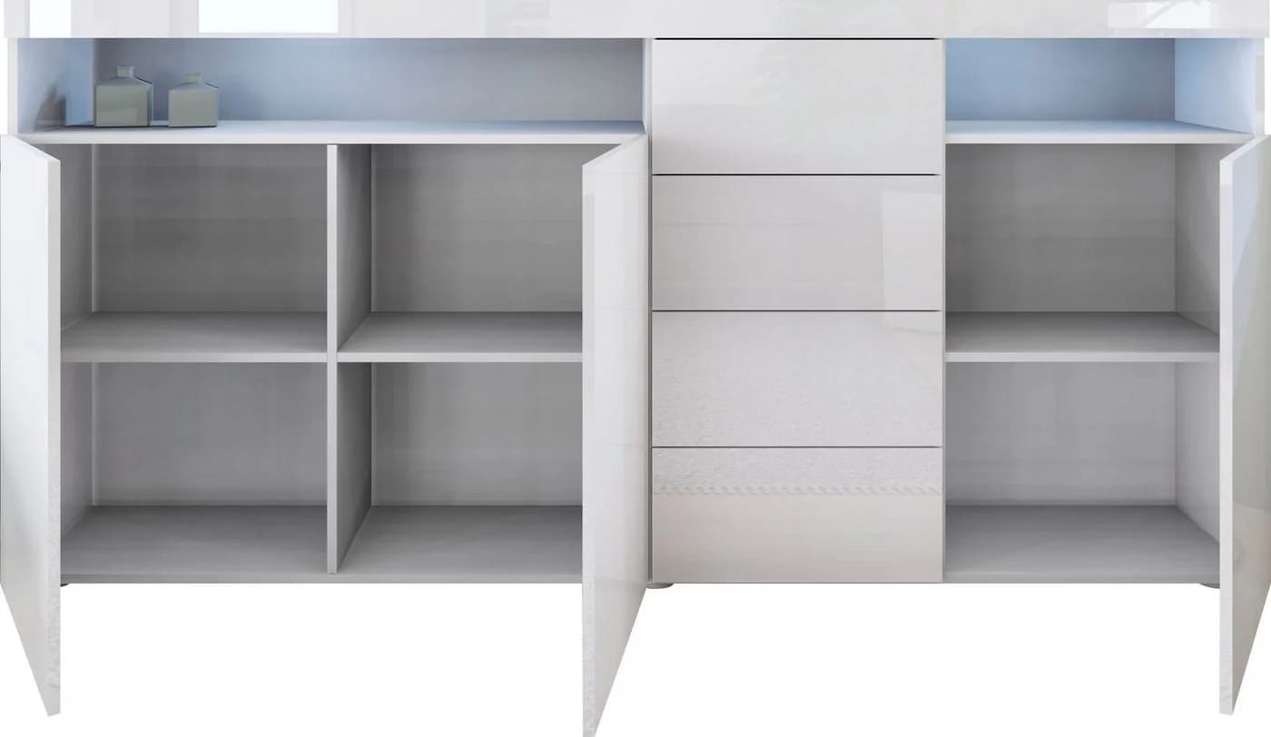 BORCHARDT MÖBEL Highboard Kapstadt Weiß Glänzend Push-to-open - Bild 4